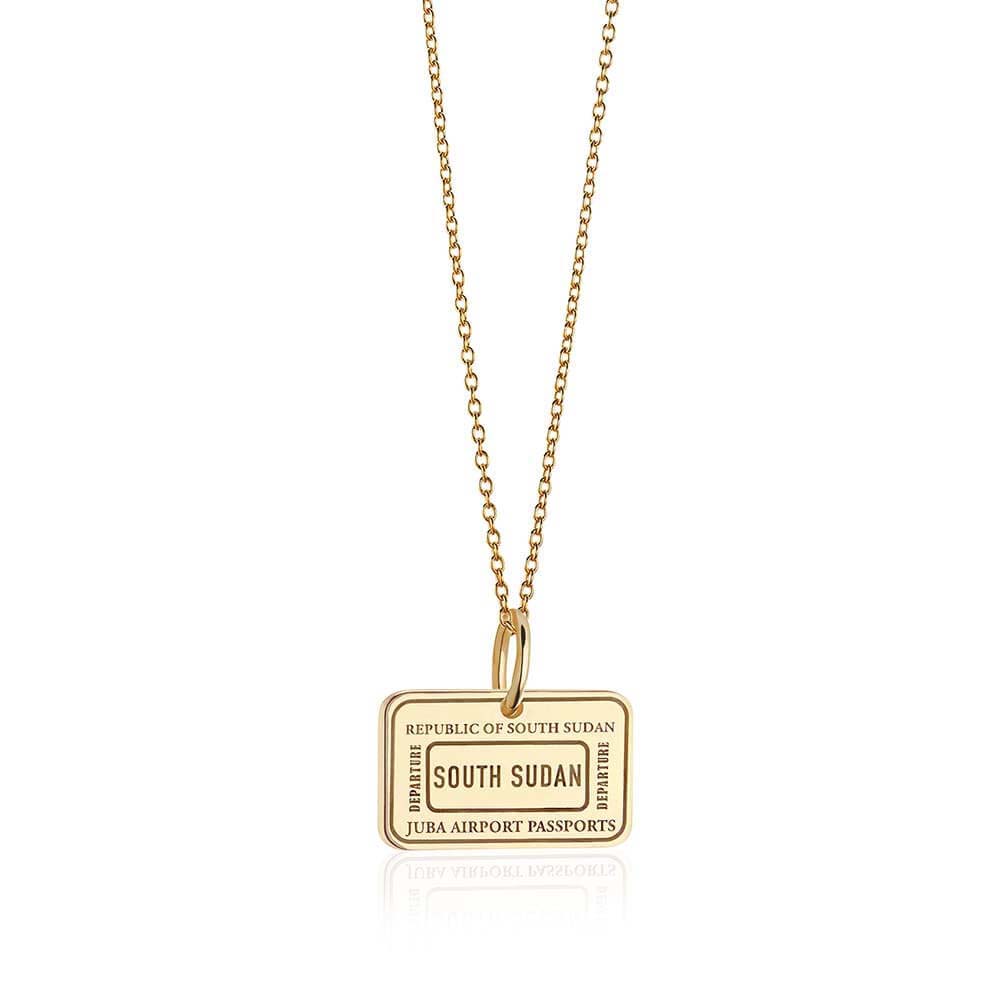 Solid Gold Charm, South Sudan Passport Stamp - JET SET CANDY (6930083676344)