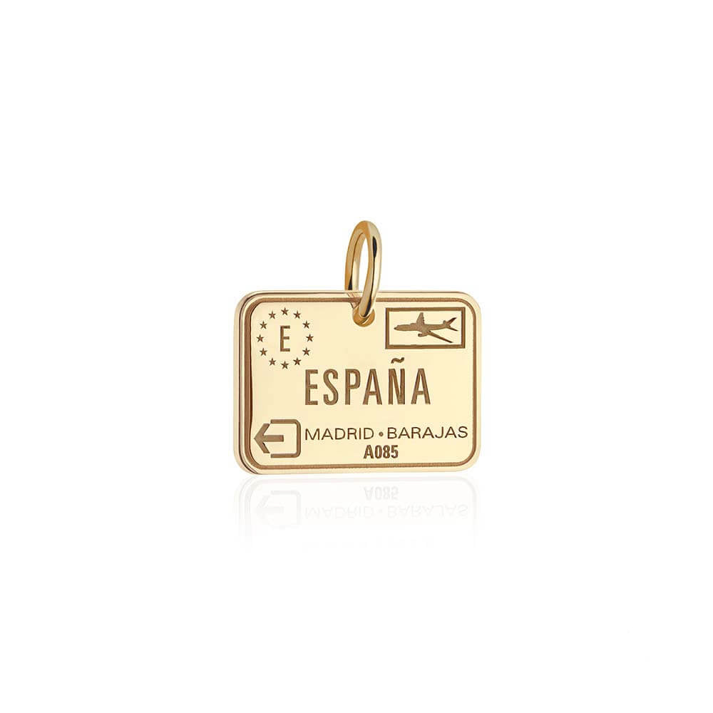 Solid Gold Spain Passport Stamp Charm (6571809996984)