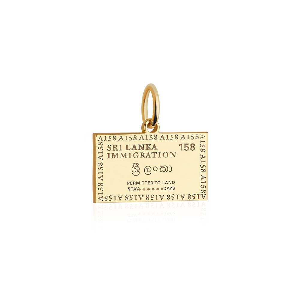 Solid Gold Charm, Sri Lanka Passport Stamp - JET SET CANDY (6930065424568)