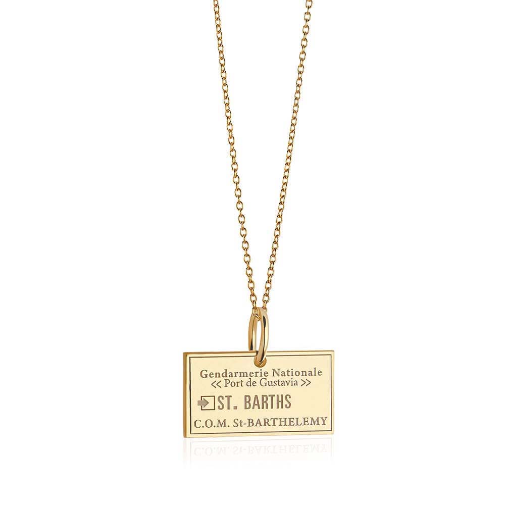 Solid Gold Charm, Saint Barths Passport Stamp - JET SET CANDY (6930090328248)