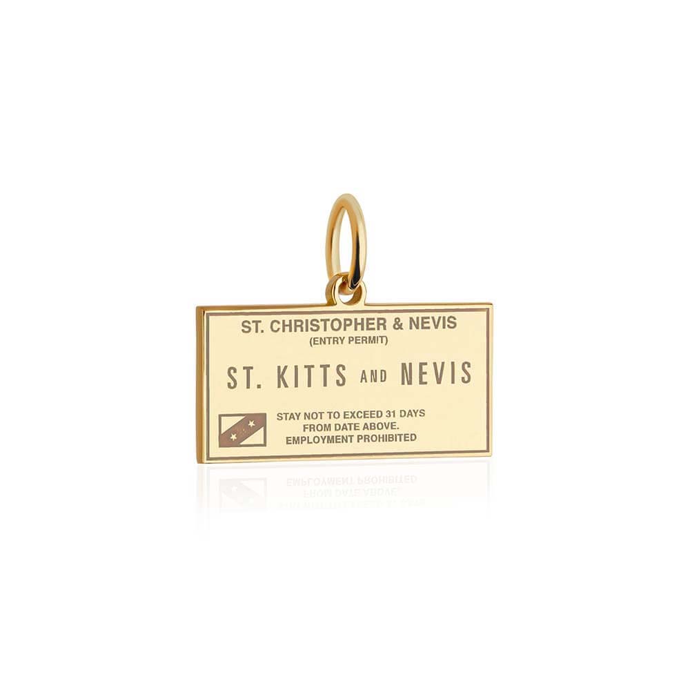 Solid Gold Travel Charm, Saint Kitts and Nevis Passport Stamp - JET SET CANDY (6930090492088)