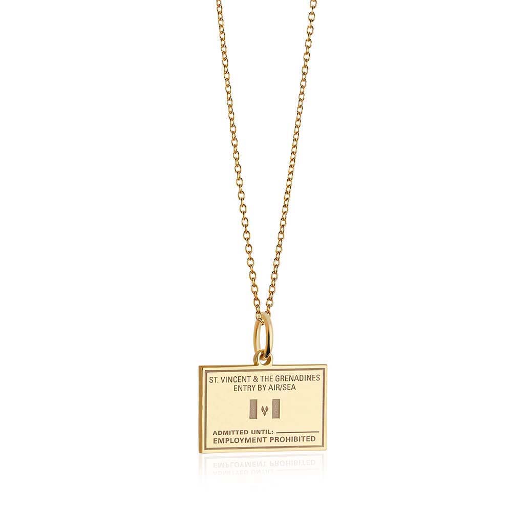Solid Gold Saint Vincent and the Grenadines Passport Stamp Charm - JET SET CANDY (6930090754232)