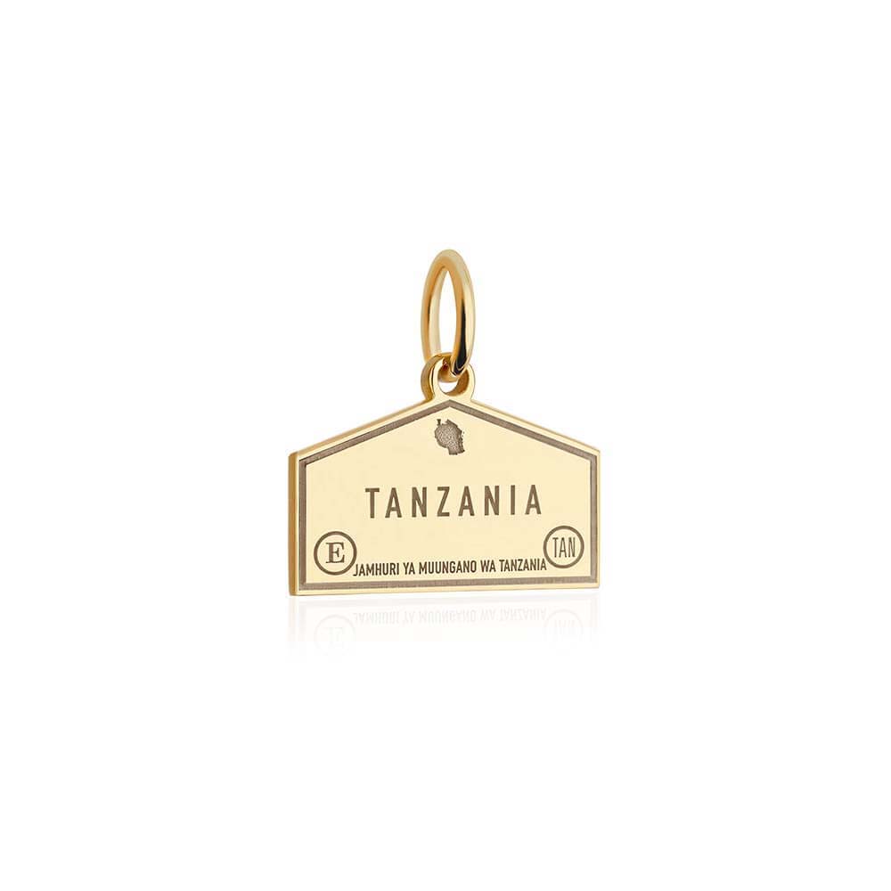 Solid Gold Travel Charm, Tanzania Passport Stamp - JET SET CANDY (6930083872952)