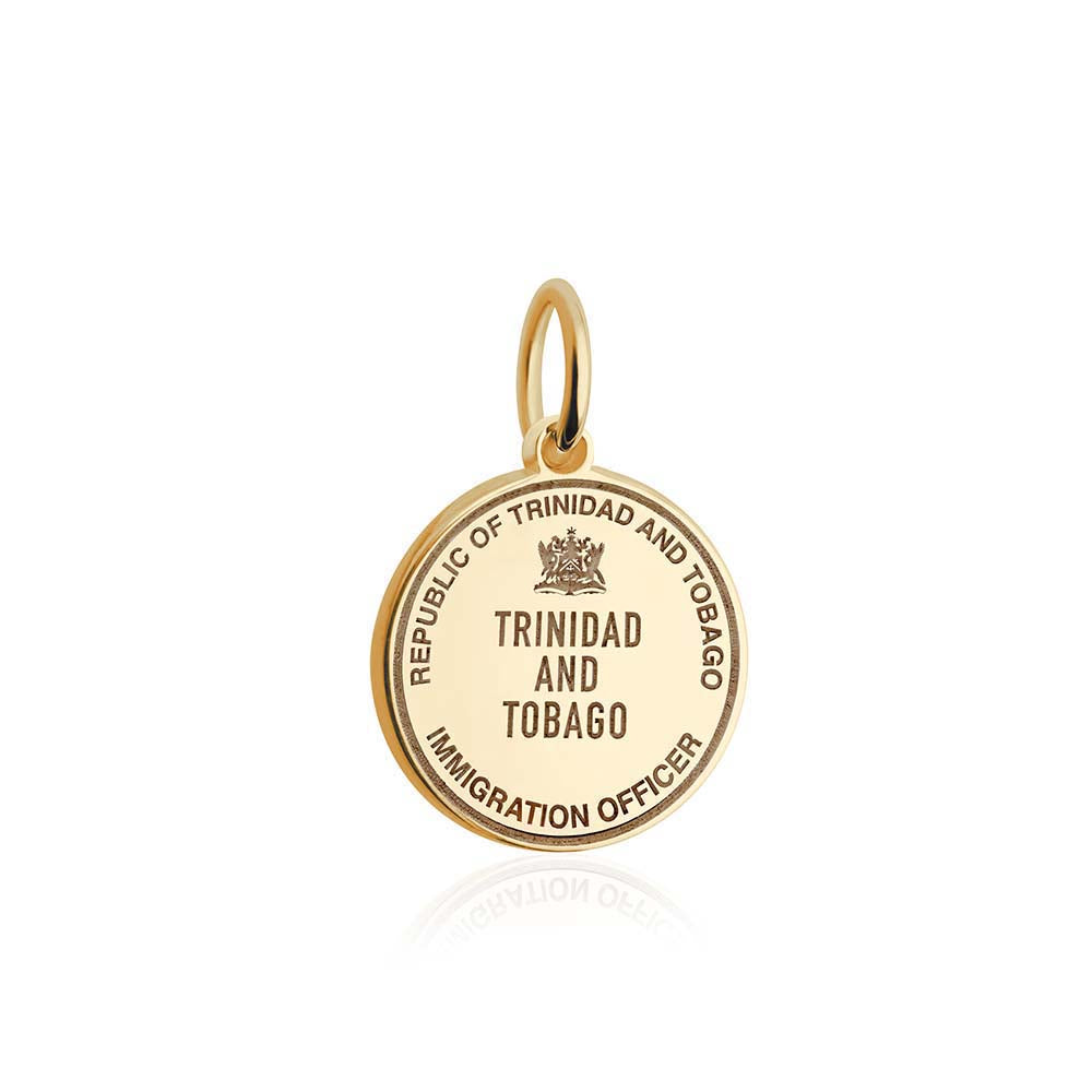 Solid Gold Travel Charm, Trinidad and Tobago Passport Stamp - JET SET CANDY (6930091016376)