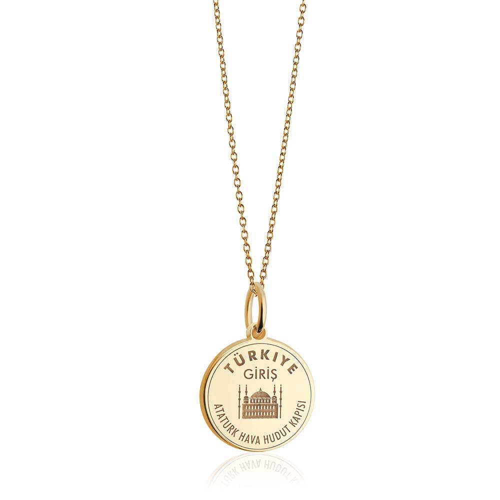 Solid Gold Turkey Passport Stamp Charm (4633273761880)