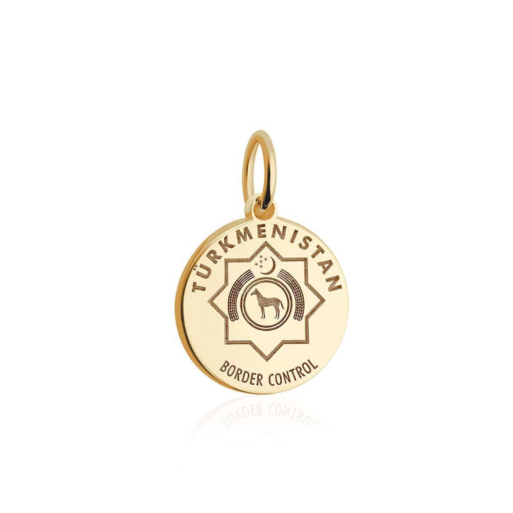 Solid Gold Charm, Turkmenistan Passport Stamp - JET SET CANDY (6930066276536)