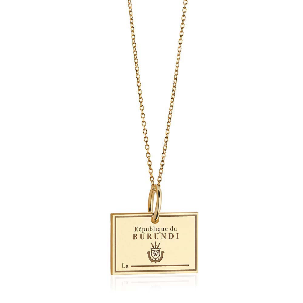 Solid Gold Travel Charm, Burundi Passport Stamp - JET SET CANDY (6930086265016)