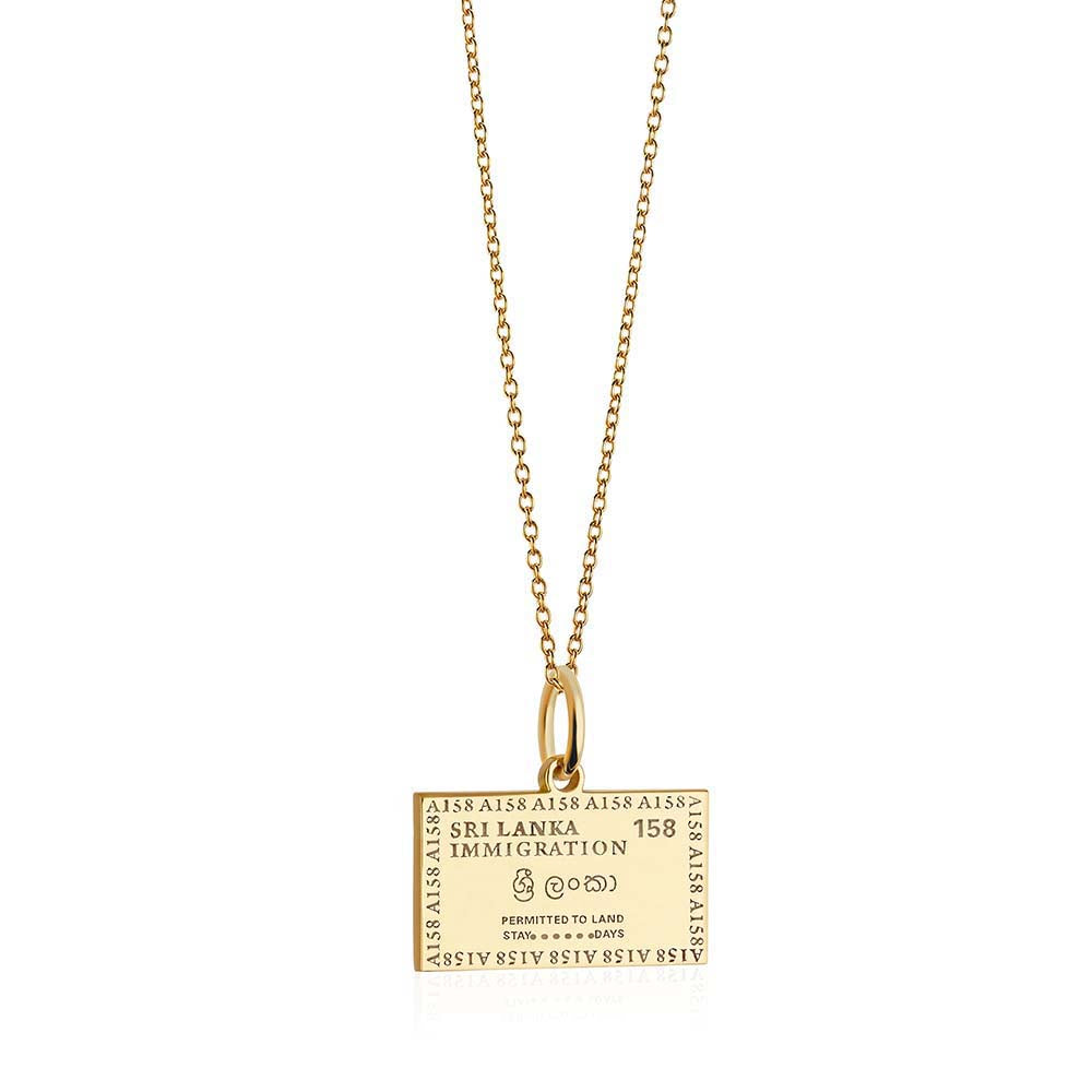 Solid Gold Charm, Sri Lanka Passport Stamp - JET SET CANDY (6930065424568)