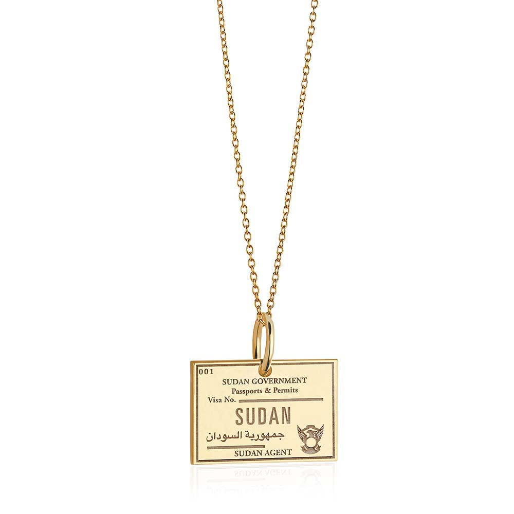 Solid Gold Travel Charm, Sudan Passport Stamp - JET SET CANDY (6930084102328)