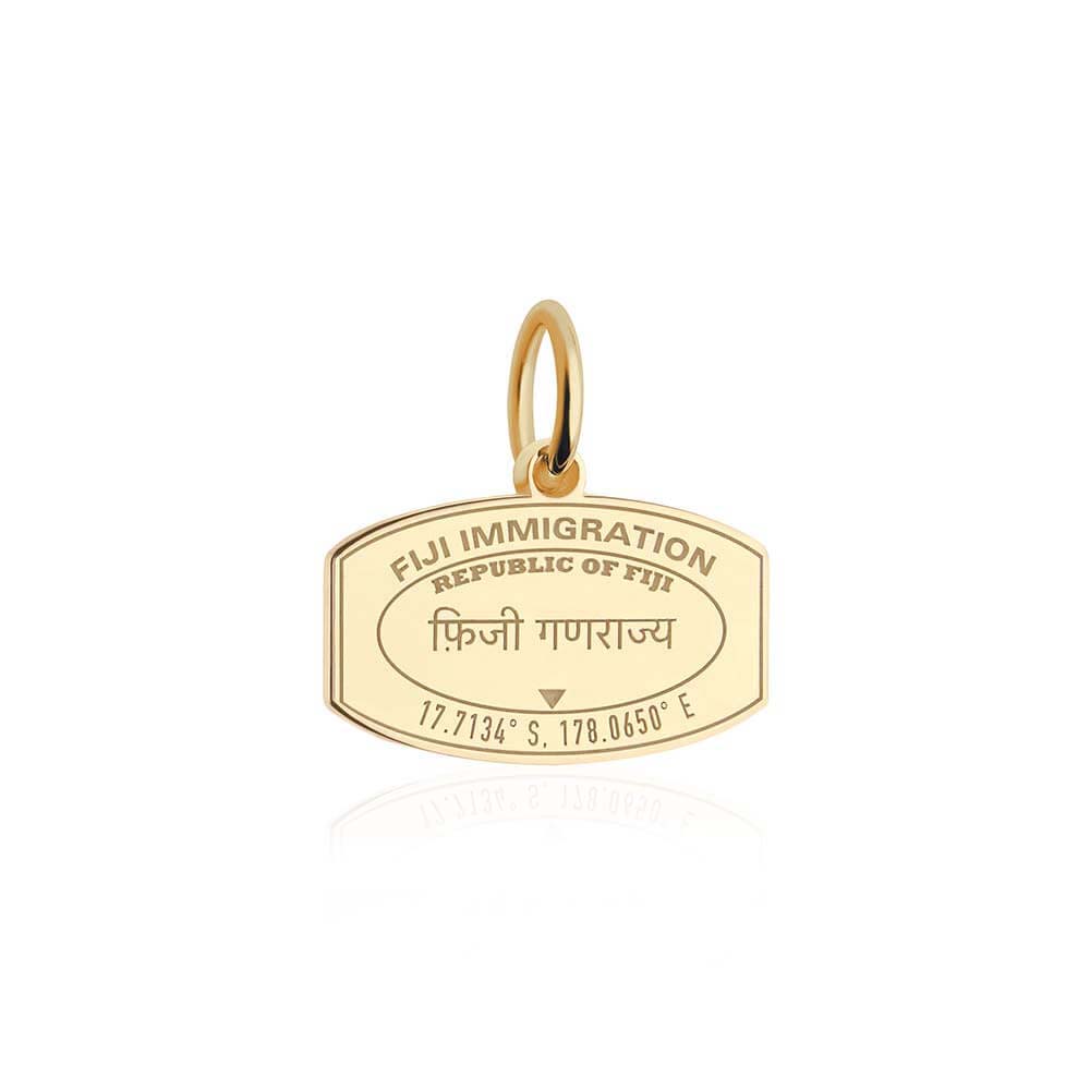 Solid Gold Travel Charm, Fiji Passport Stamp - JET SET CANDY (6930094850232)