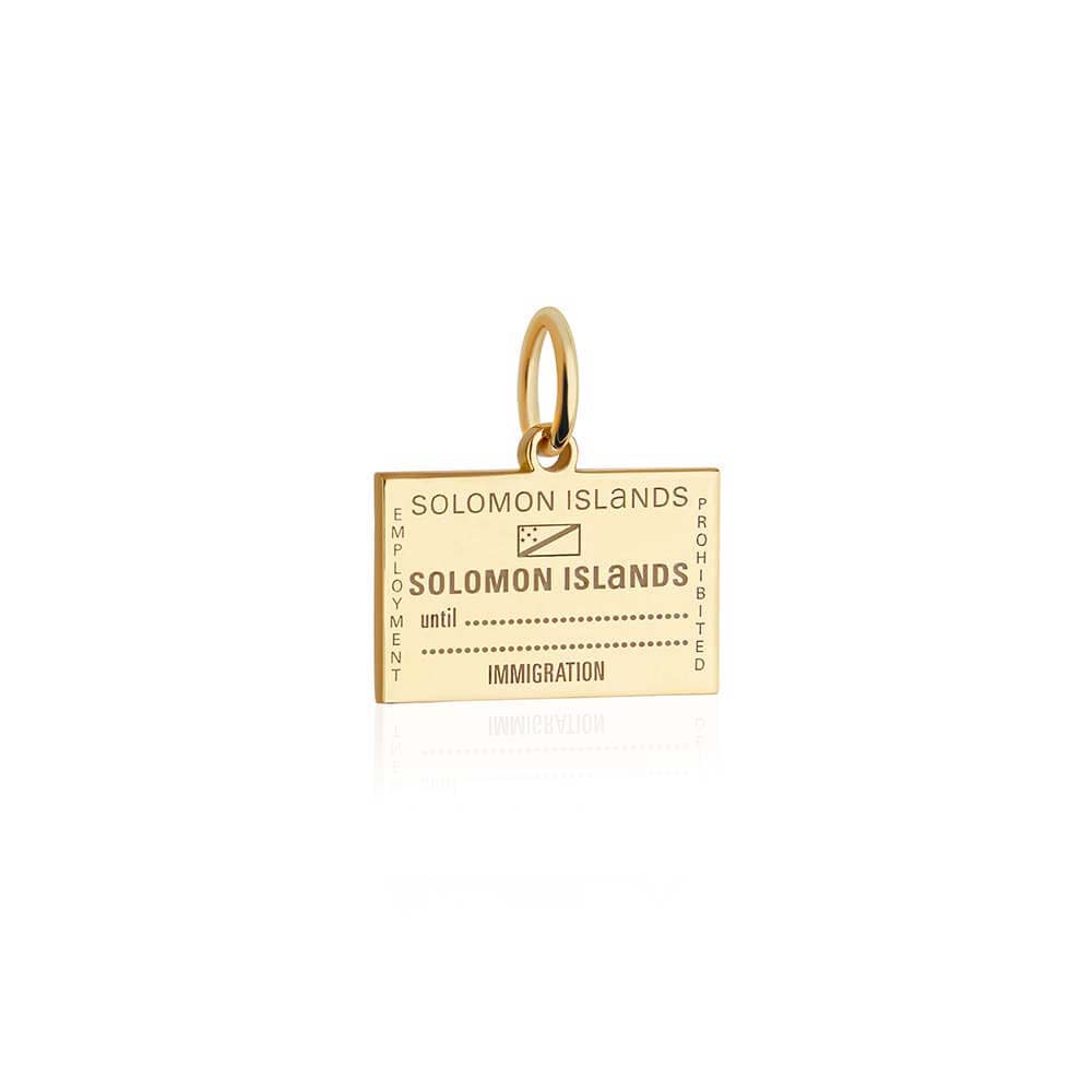 Solid Gold Travel Charm, Solomon Islands Passport Stamp - JET SET CANDY (6930094391480)
