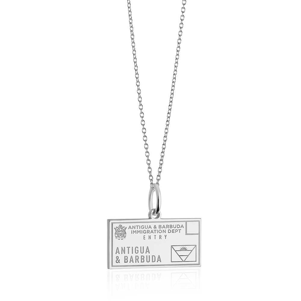 Sterling Silver Travel Charm, Antigua and Barbuda Passport Stamp - JET SET CANDY  (1720207867962)