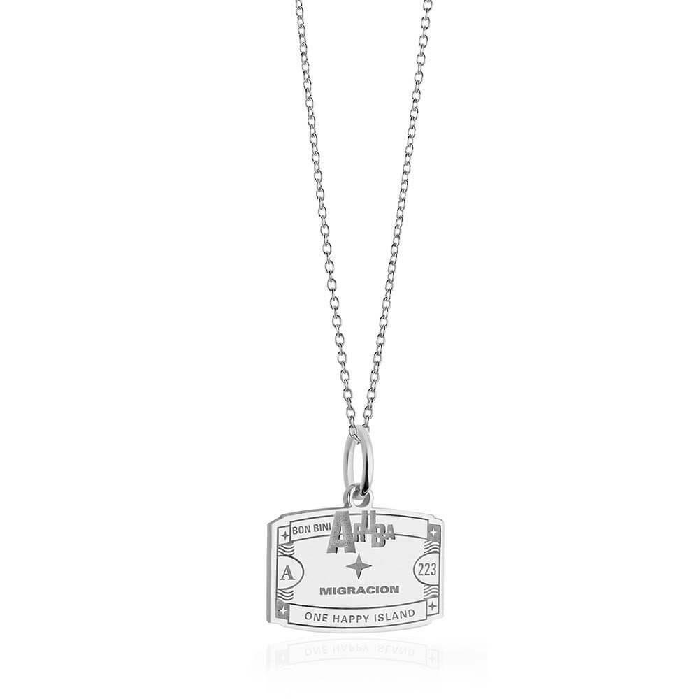 Silver Aruba Passport Stamp Charm (SHIPS JUNE) - JET SET CANDY  (2483202228282)