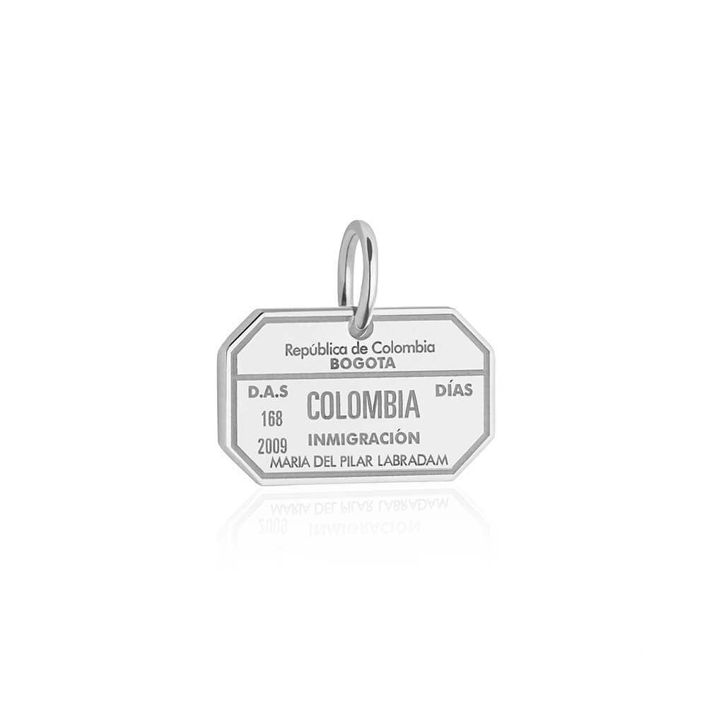 Sterling Silver Travel Charm, Colombia Passport Stamp (SHIPS JUNE) - JET SET CANDY (1720208719930)
