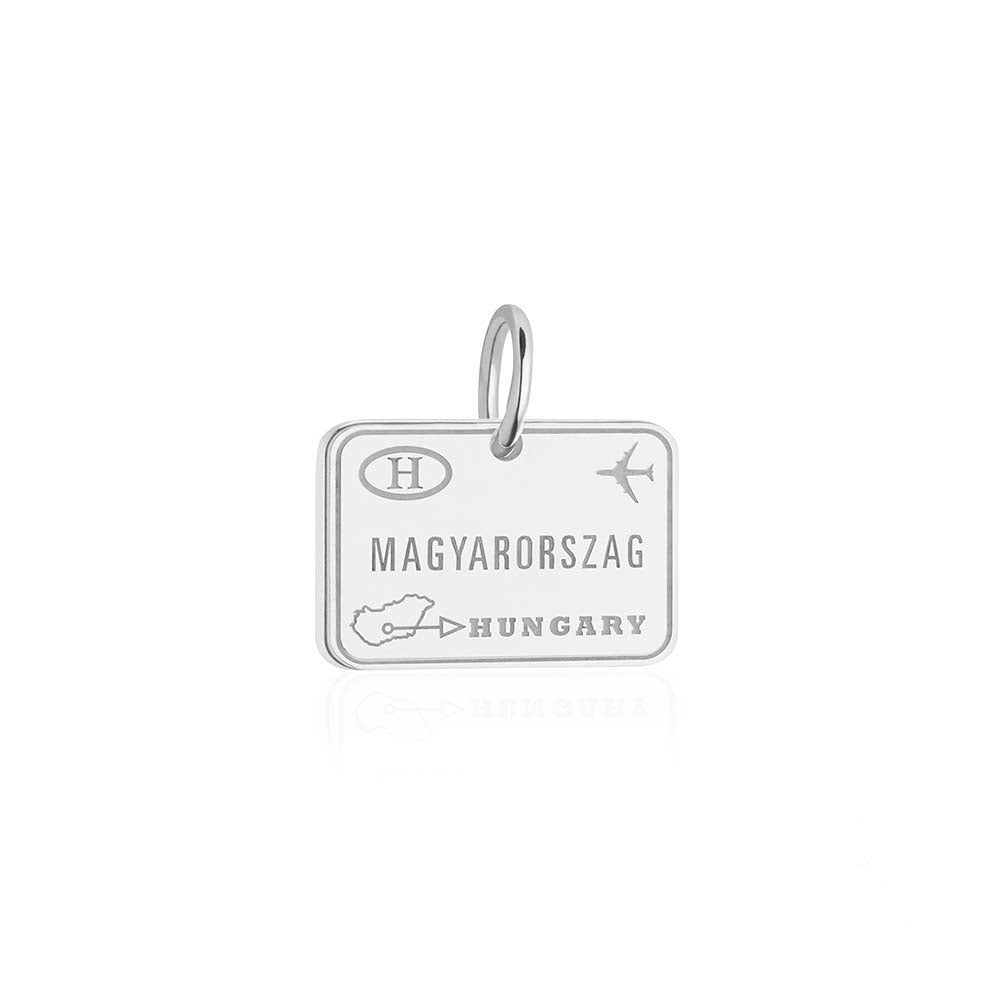 Sterling Silver Travel Charm, Hungary Passport Stamp - JET SET CANDY (1720202494010)