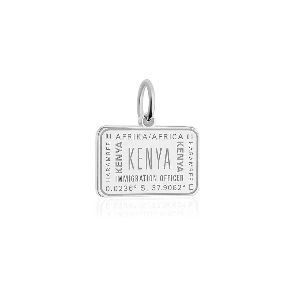 Sterling Silver Travel Charm, Kenya Passport Stamp - JET SET CANDY (1720206229562)