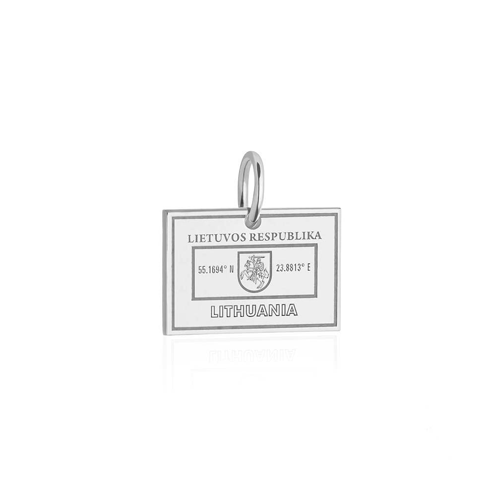 Sterling Silver Charm, Lithuania Passport Stamp (SHIPS JUNE) - JET SET CANDY (1720200888378)