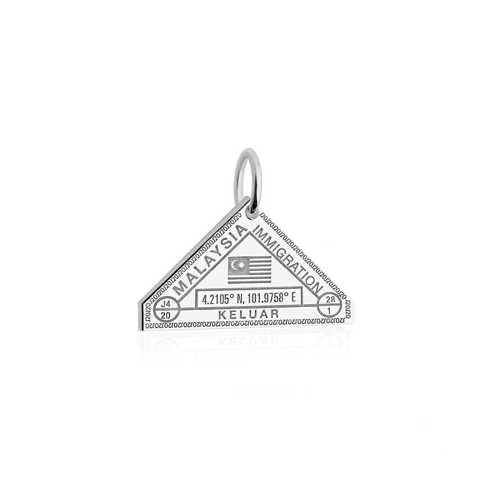 Sterling Silver Travel Charm, Malaysia Passport Stamp - JET SET CANDY (1720199446586)
