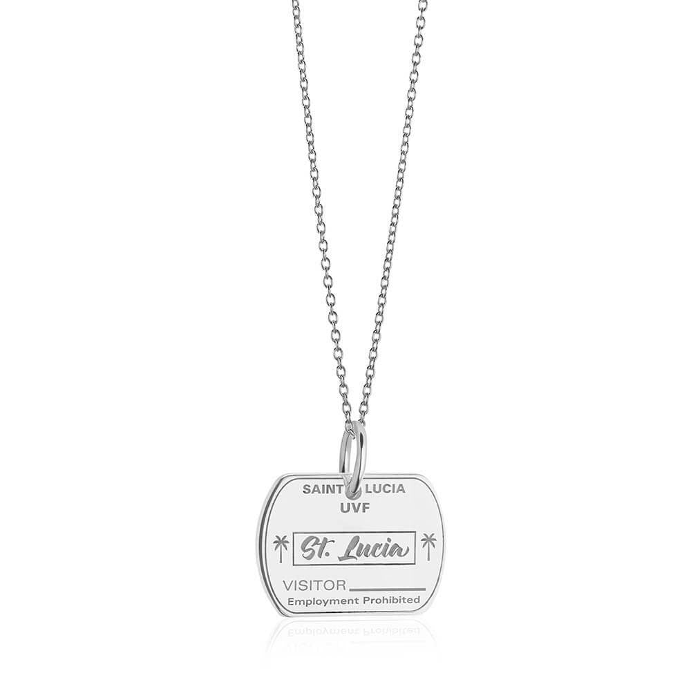 Sterling Silver Travel Charm, Saint Lucia Passport Stamp (SHIPS JUNE) - JET SET CANDY  (1720206852154)
