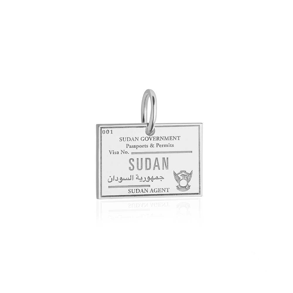 Sterling Silver Travel Charm, Sudan Passport Stamp (SHIPS JULY) - JET SET CANDY (1720204197946)