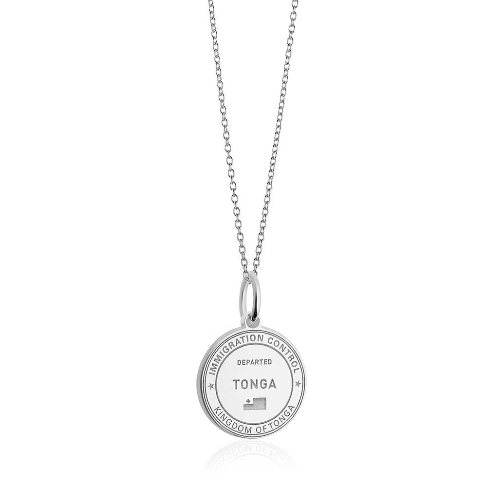 Sterling Silver Travel Charm, Tonga Passport Stamp - JET SET CANDY  (1720208228410)