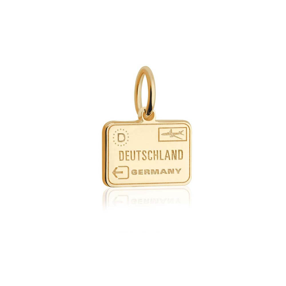 Solid Gold Mini Charm, Passport Stamp: Germany - JET SET CANDY (1720171233338)
