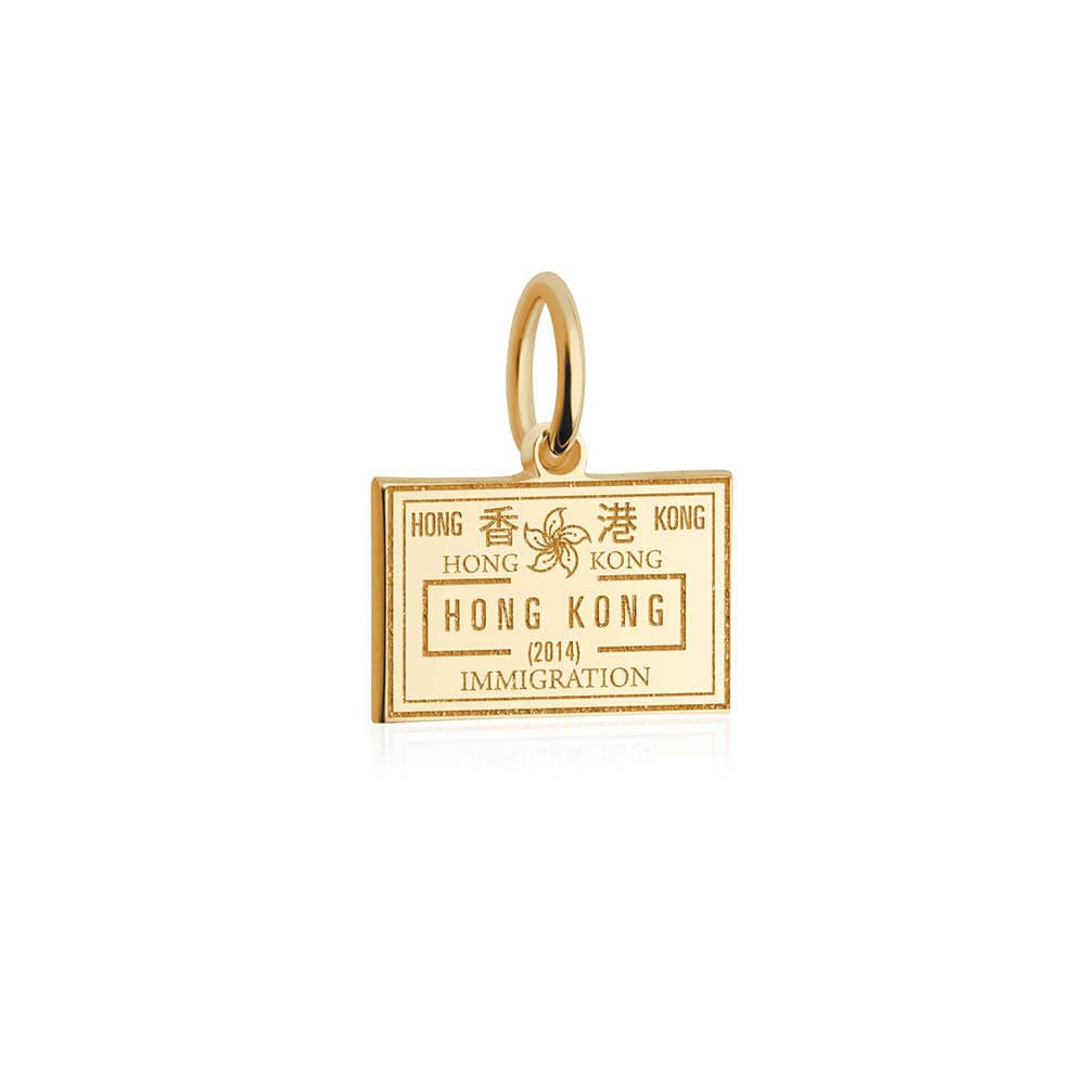 Solid Gold Mini Charm, Passport Stamp: Hong Kong (SHIPS JUNE) - JET SET CANDY (1720168382522)