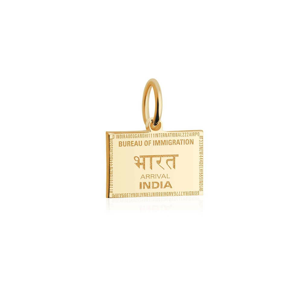Solid Gold Mini Charm, Passport Stamp: India - JET SET CANDY (1720167825466)