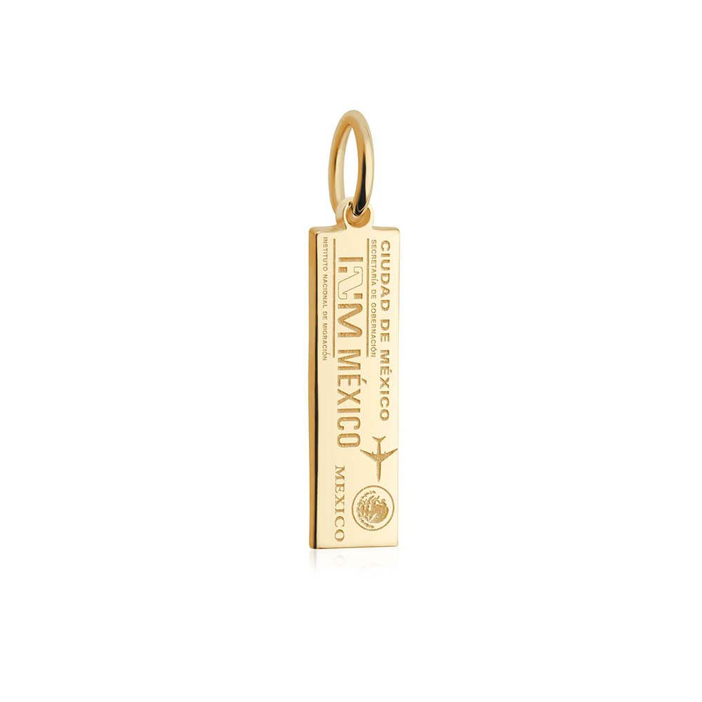 Solid Gold Mini Charm, Passport Stamp: Mexico - JET SET CANDY (1720175099962)