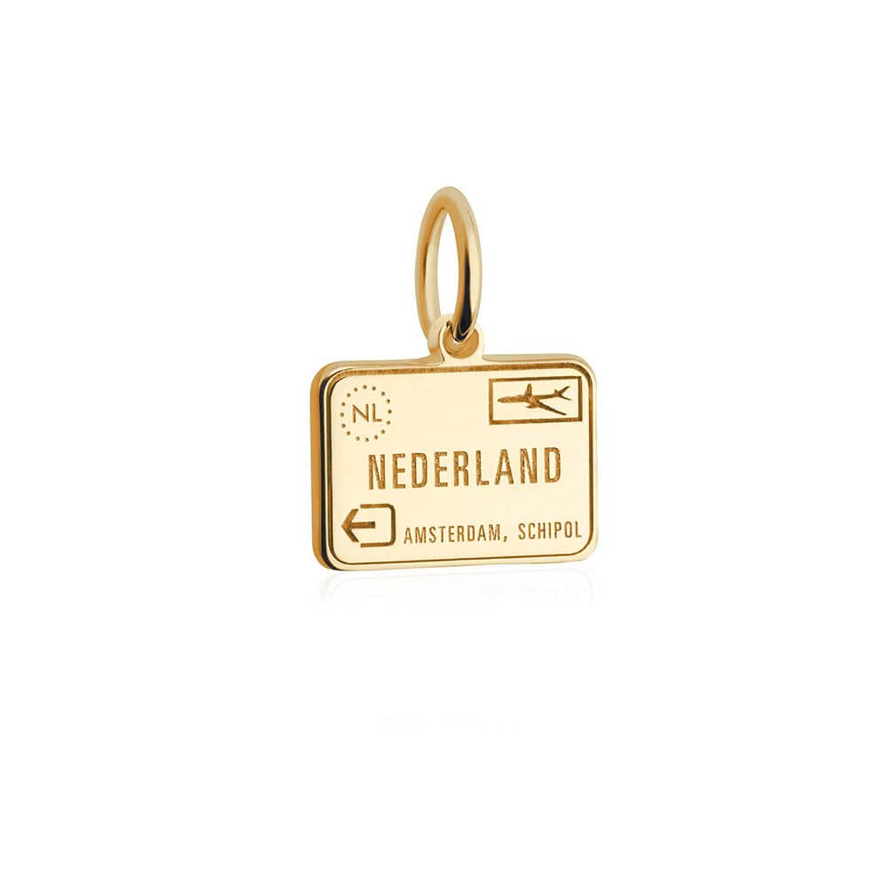 Mini Solid Gold Netherlands Charm, Passport Stamp - JET SET CANDY (2283821662266)