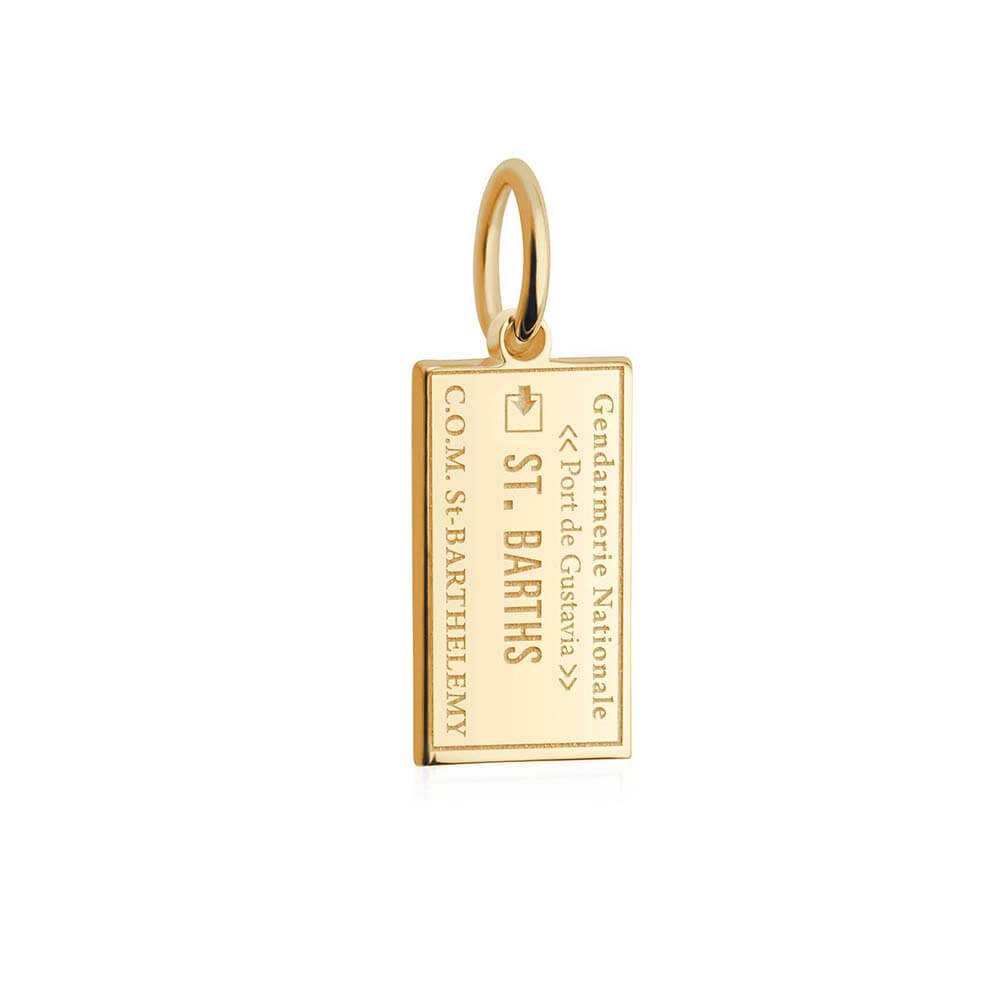 Solid Gold Mini Charm, Passport Stamp: St. Barths (SHIPS JUNE) - JET SET CANDY (1720175034426)