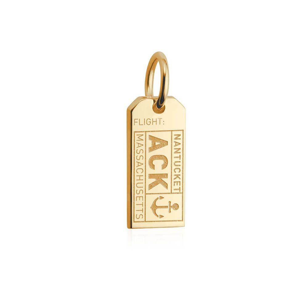Solid Gold Mini Nantucket Charm, ACK Luggage Tag - JET SET CANDY (1720193089594)