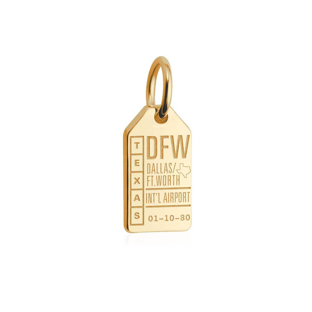 Solid Gold Mini Texas Charm, DFW Dallas Luggage Tag - JET SET CANDY (1720190861370)