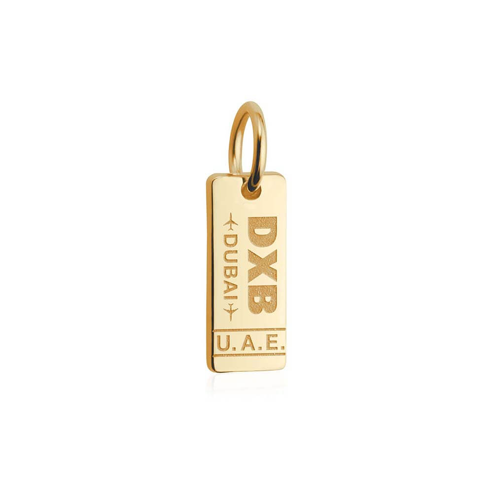 Solid Gold Mini Dubai Charm, DXB Luggage Tag - JET SET CANDY (2283795972154)