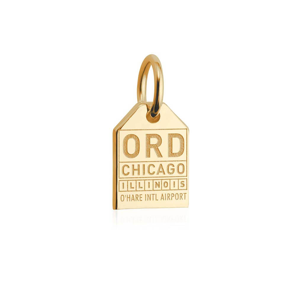 Mini Solid Gold Chicago Luggage Tag Charm - JET SET CANDY (1925224235066)