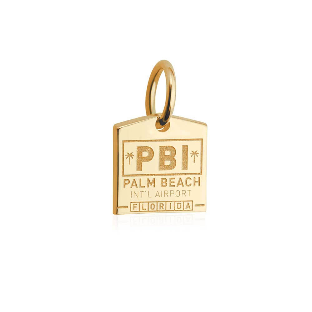 Mini Solid Gold Palm Beach Charm, PBI Luggage Tag - JET SET CANDY (2283817074746)