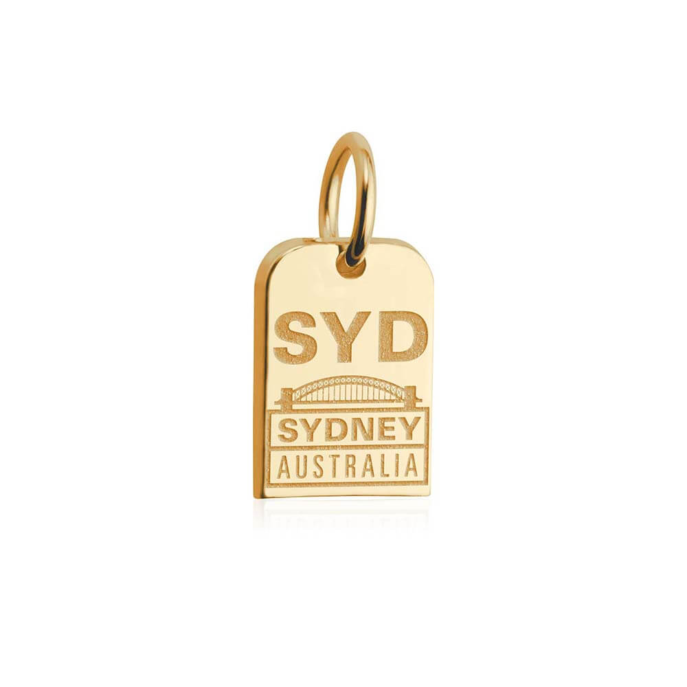 Mini Solid Gold Sydney Charm, SYD Luggage Tag - JET SET CANDY (2283820056634)