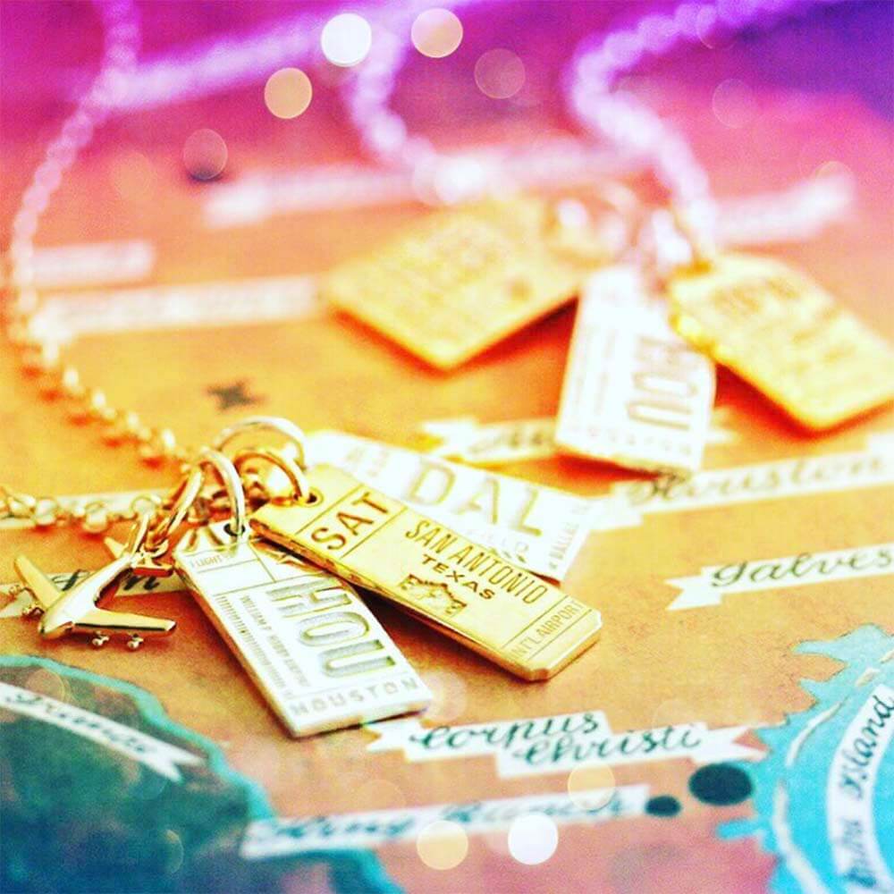 Silver Texas Charm, SAT San Antonio Luggage Tag - JET SET CANDY (1720182931514)