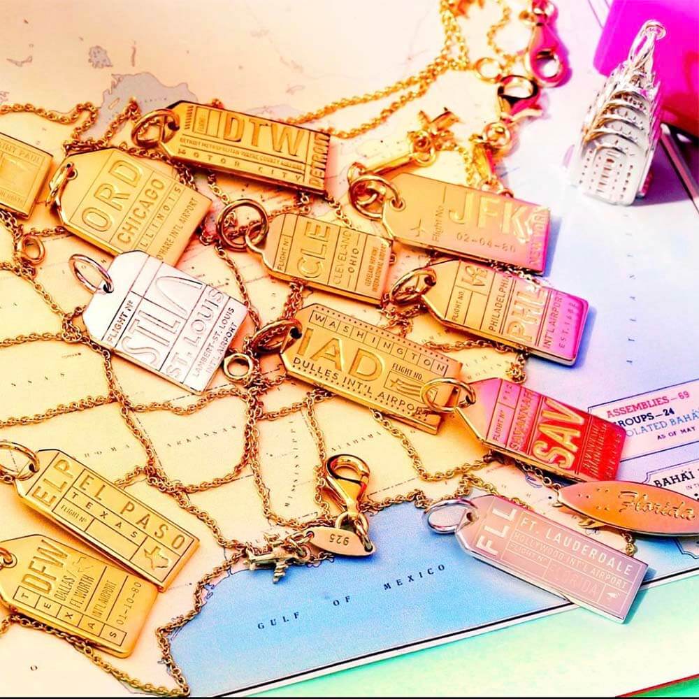 Silver USA Charm, FLL Fort Lauderdale Luggage Tag - JET SET CANDY (1720187453498)
