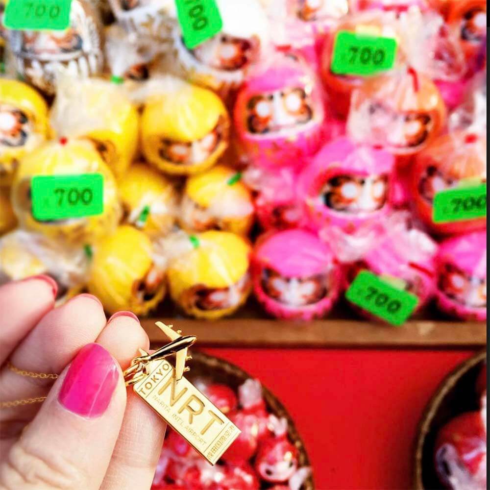 Solid Gold Japan Charm, NRT Tokyo Luggage Tag - JET SET CANDY (6930012766392)