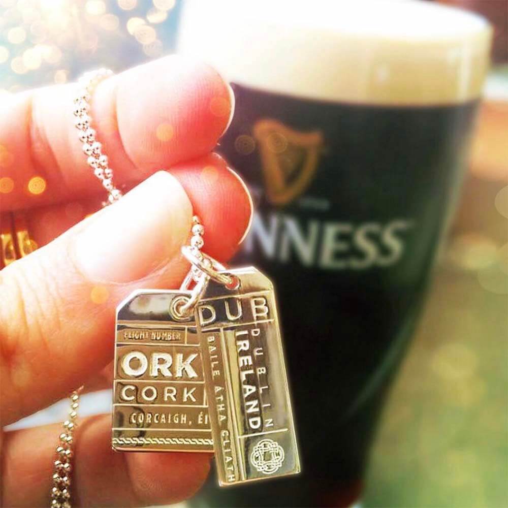 Silver Ireland Charm, ORK Cork Luggage Tag - JET SET CANDY (1720195088442)