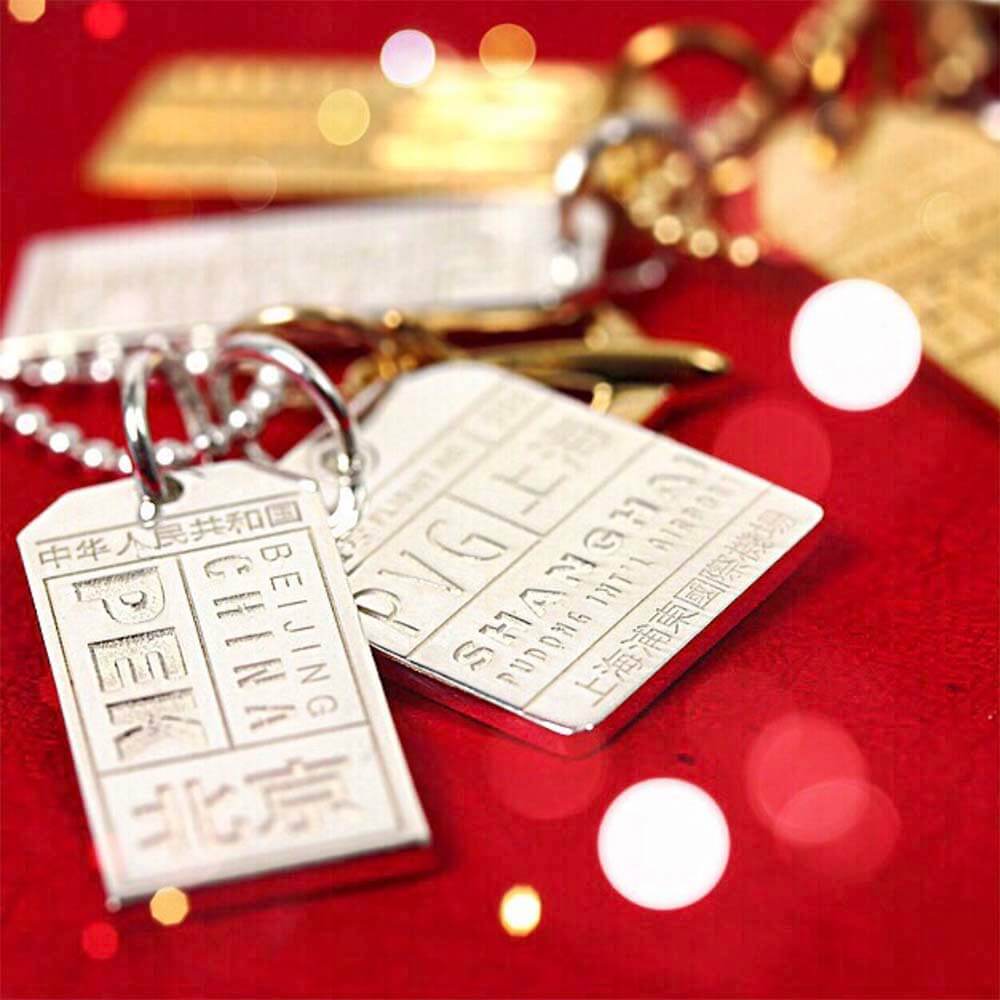 Silver China Charm, PEK Beijing Luggage Tag - JET SET CANDY (1720195285050)