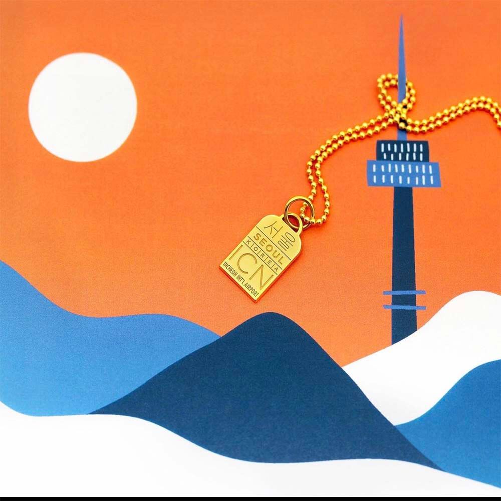 Solid Gold ICN Seoul, South Korea Luggage Tag Charm - JET SET CANDY (4588522995800)