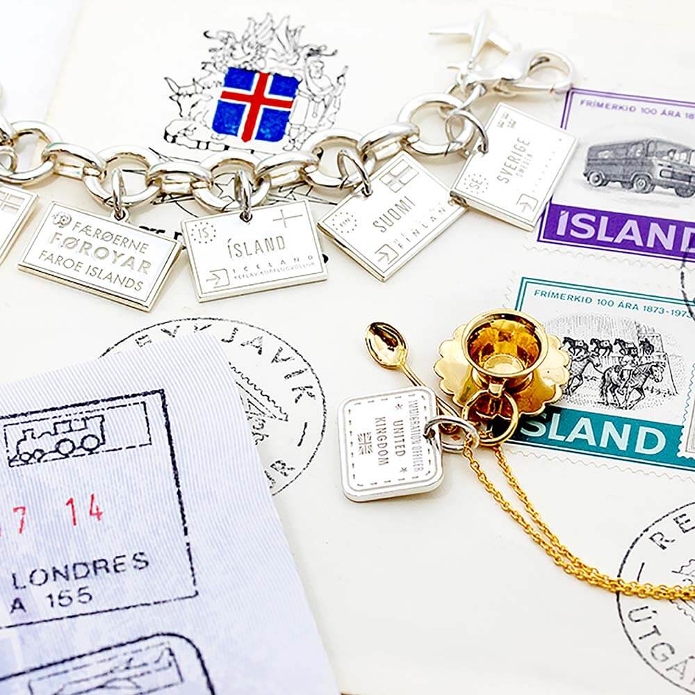 Silver Travel Charm, Faroe Islands Passport Stamp - JET SET CANDY (1720202297402)