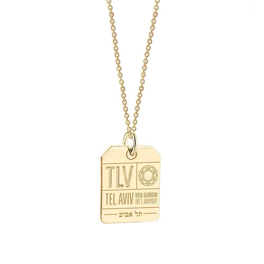 Gold Israel Charm, TLV Tel Aviv Luggage Tag - JET SET CANDY  (2283834310714)