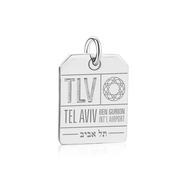 Tel Aviv Israel TLV Luggage Tag Charm Silver