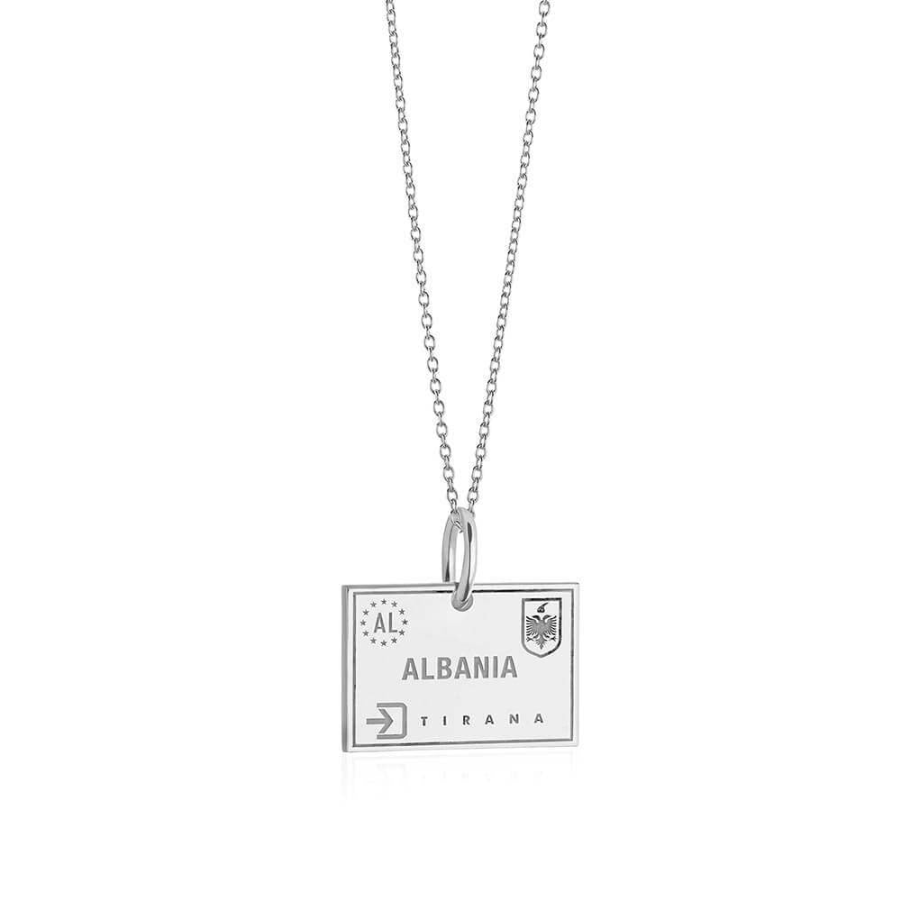 Sterling Silver Travel Charm, Albania Passport Stamp (SHIPS JUNE) - JET SET CANDY  (1720202035258)