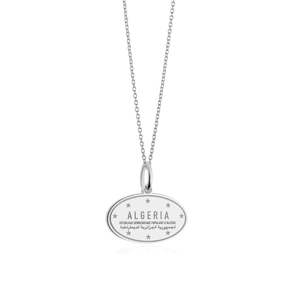 Sterling Silver Travel Charm, Algeria Passport Stamp - JET SET CANDY  (1720205279290)