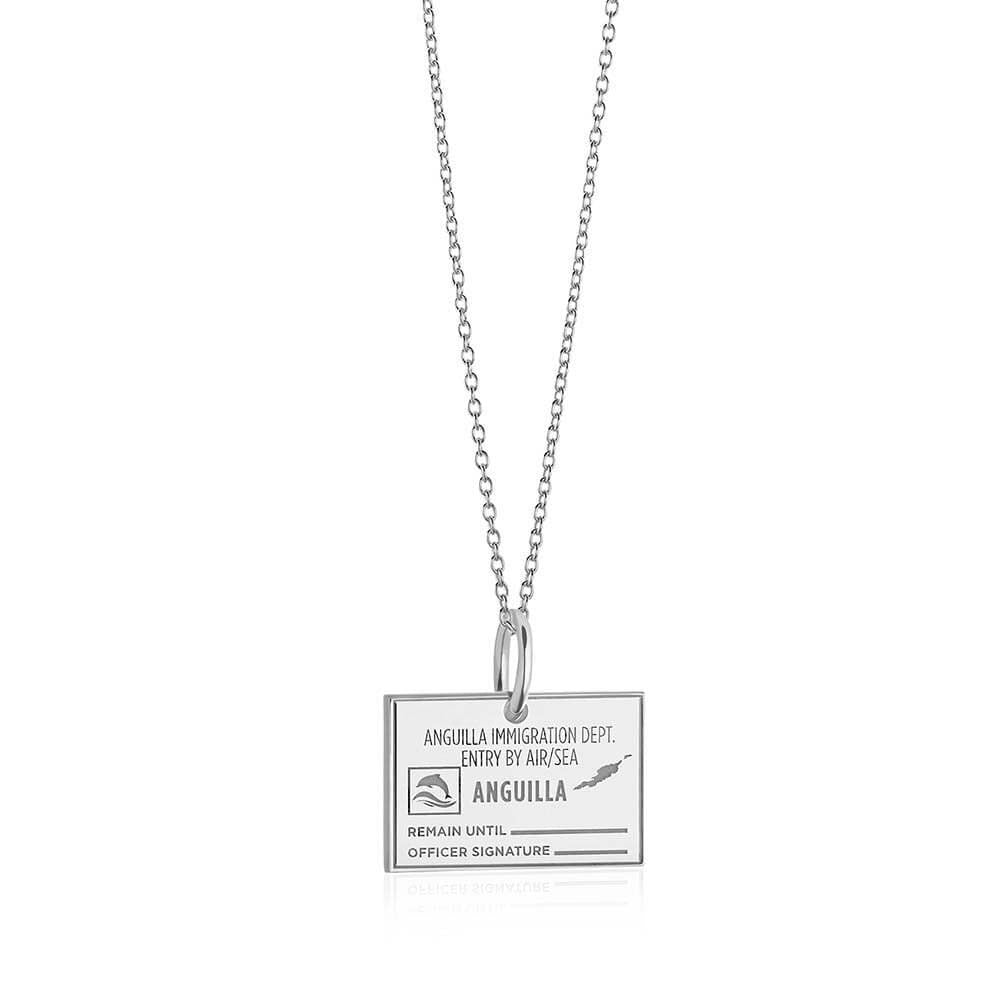Sterling Silver Travel Charm, Anguilla Passport Stamp (SHIPS JUNE) - JET SET CANDY  (1720207638586)