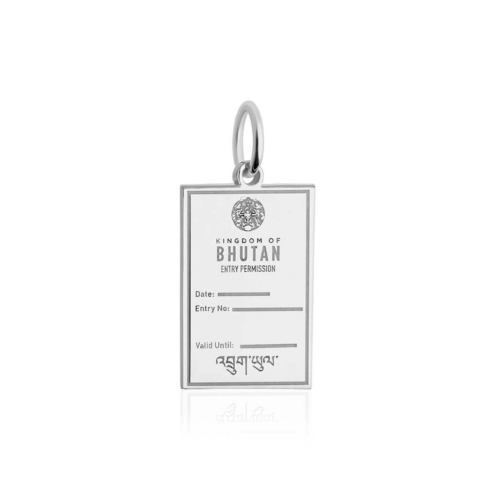 Sterling Silver Travel Charm, Bhutan Passport Stamp - JET SET CANDY (1720200265786)